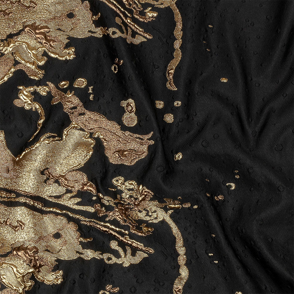 Metallic Bronze Mist and Black Spotted and Splattered Luxury Brocade - Joann Fabrics