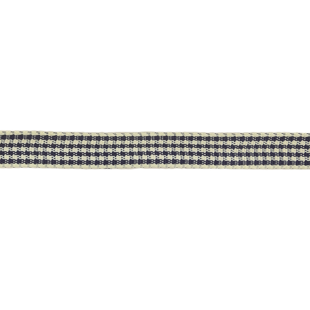 Deep Cobalt and Marshmallow Houndstooth Check Woven Ribbon - 0.375