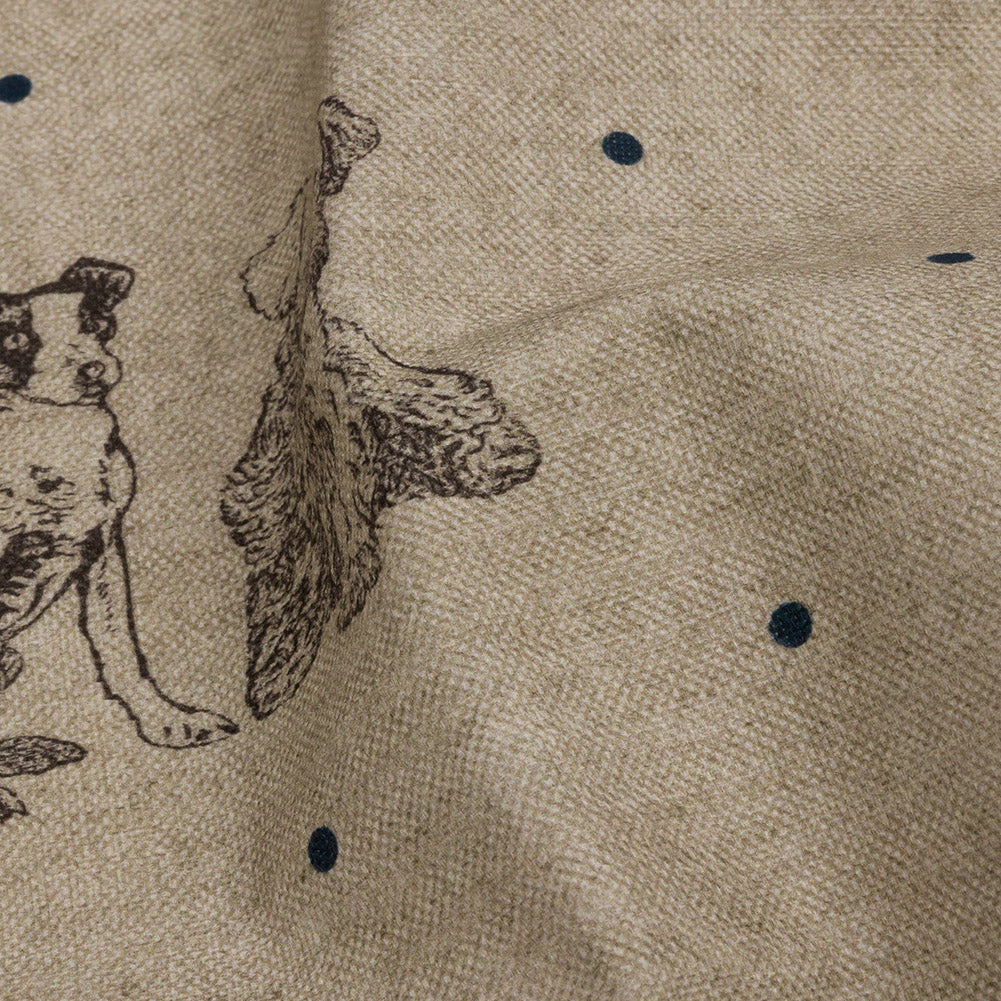 Cotton Canvas Print - Indigo Terriers and Polka Dots - British Imported - Joann Fabrics