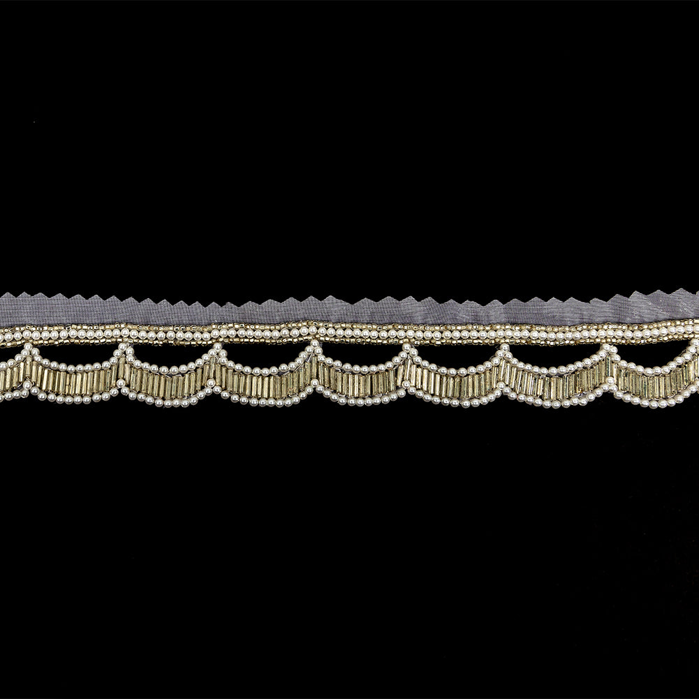 Vintage Fancy Pearl and Off-White Scallop Beaded Fringe - 1