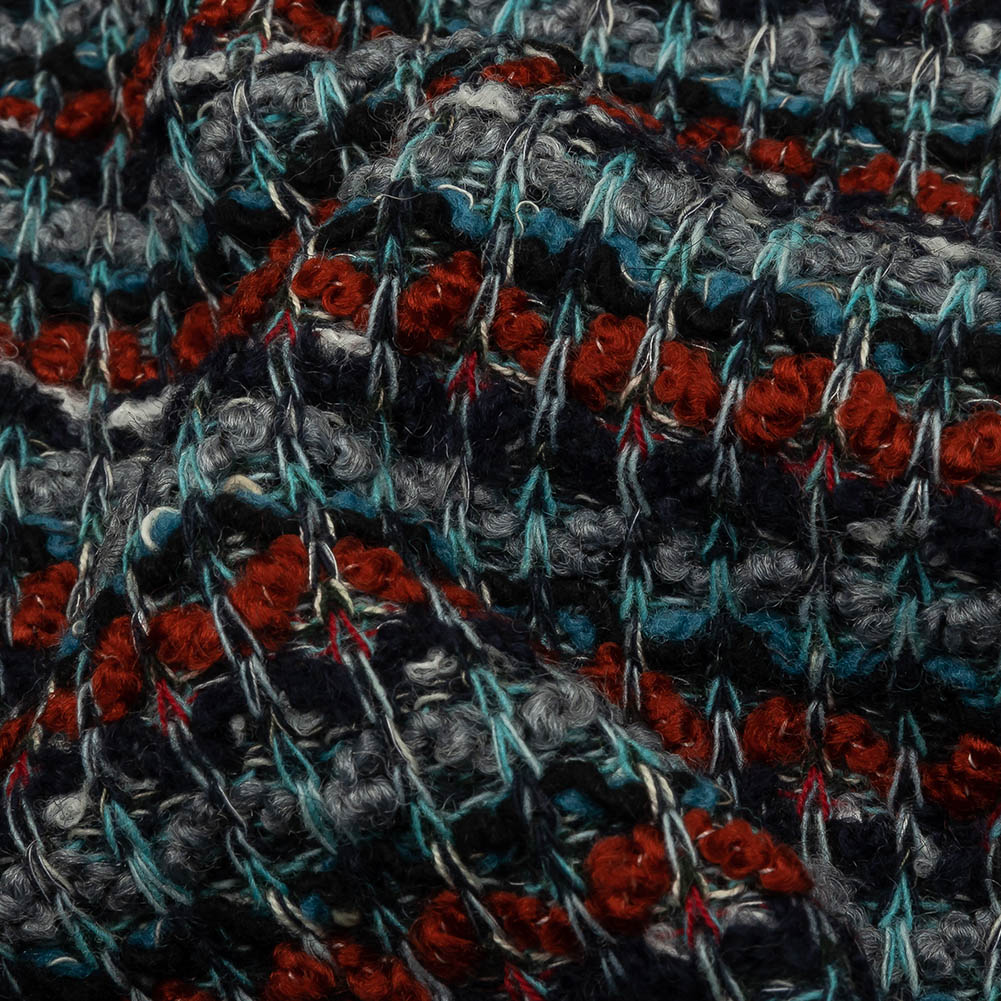 Burnt Orange, Gray and Blue Striped Chunky Wool Blend Boucle Sweater Knit - Joann Fabrics