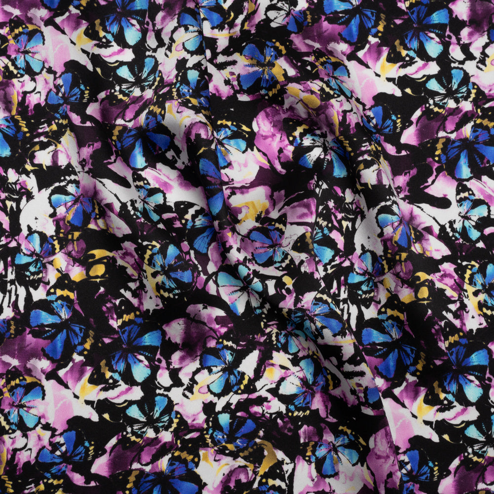 Silk Charmeuse 19mm - Purple, Blue and Yellow Little Butterflies and Flowers - Joann Fabrics