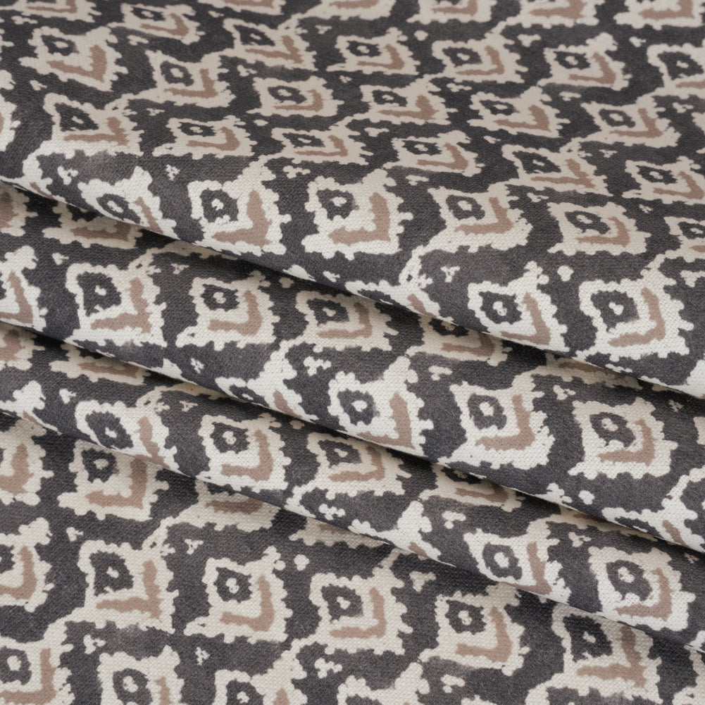 Cotton and Linen Canvas Print - Charcoal Rows of Diamonds - British Imported - Joann Fabrics