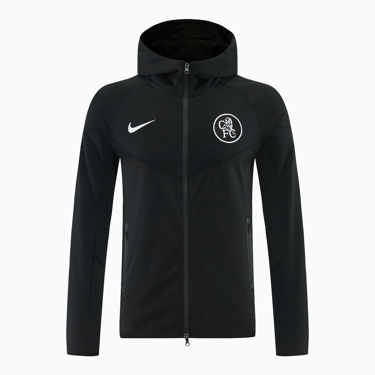 C.H.E.L.S.E.A 2026 Hooded Windbreaker Training Set - Black Top & Pants - UnitedFutballJersey