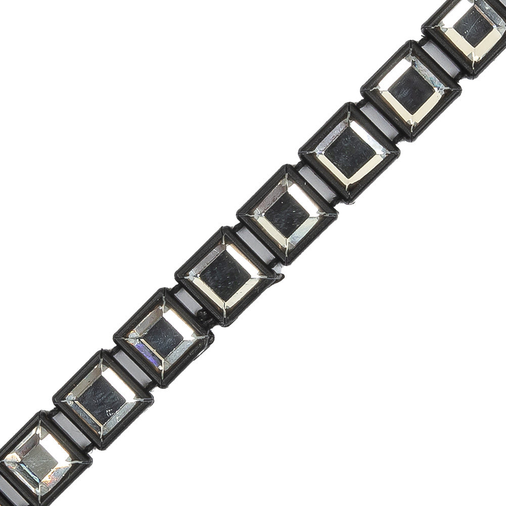 Vintage Crystal and Black Square Rhinestone Trimming - 0.25
