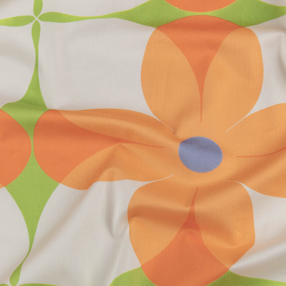 Stretch Cotton Sateen - Orange and White Floral - Soda Pop Petals Print - Mood Exclusive Yesterday Collection - Joann Fabrics