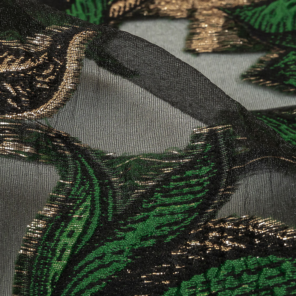 Metallic Gold, Green and Black Floral Luxury Burnout Brocade - Joann Fabrics