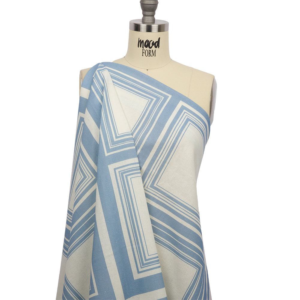 Linen and Rayon Woven Panel - Light Blue and White Squares - Sail Away Print - Mood Exclusive Palm Beach Collection - Joann Fabrics