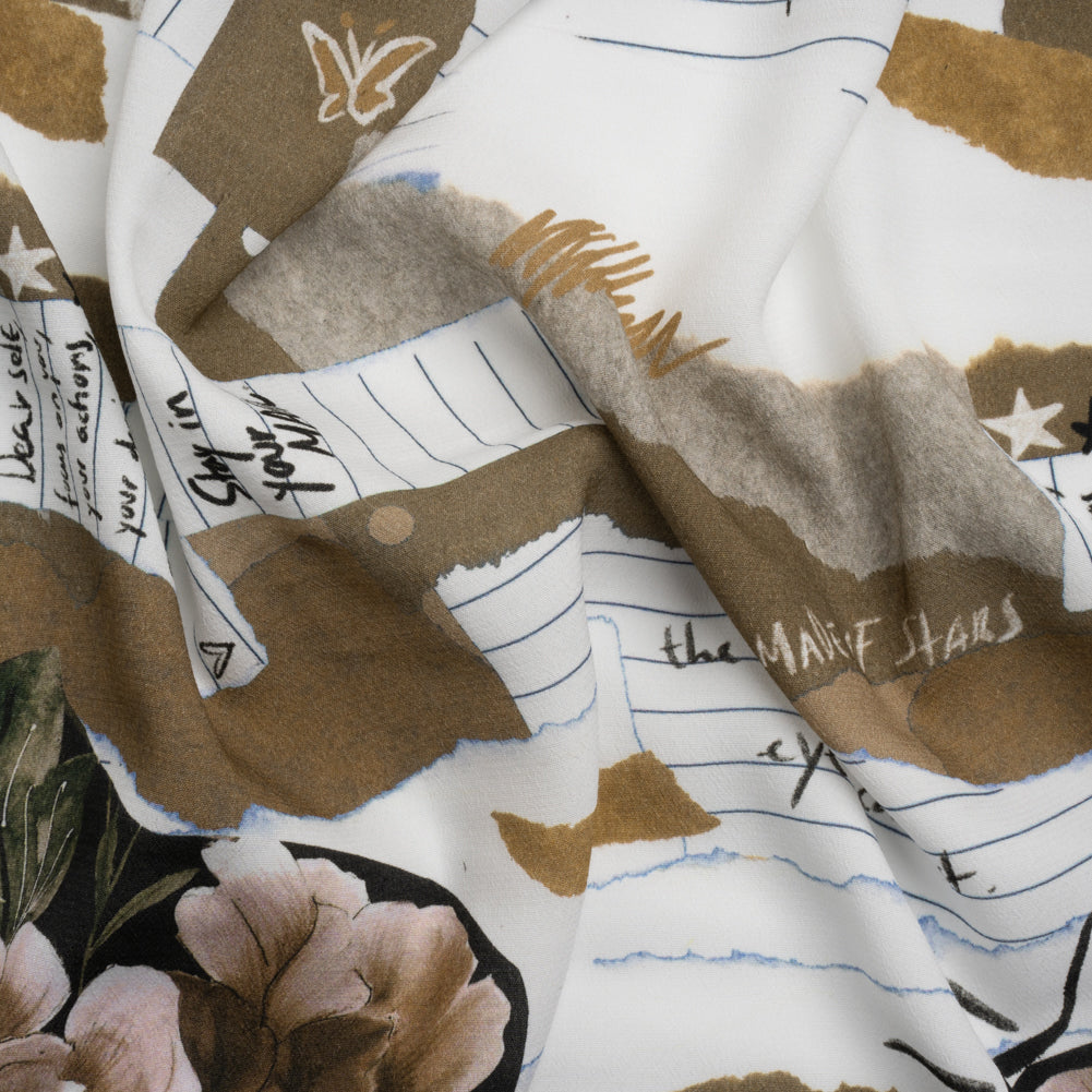 Sustainable Viscose Crepe Print - Beige Note Patchwork - Mood Exclusive Scraps of Self - Joann Fabrics
