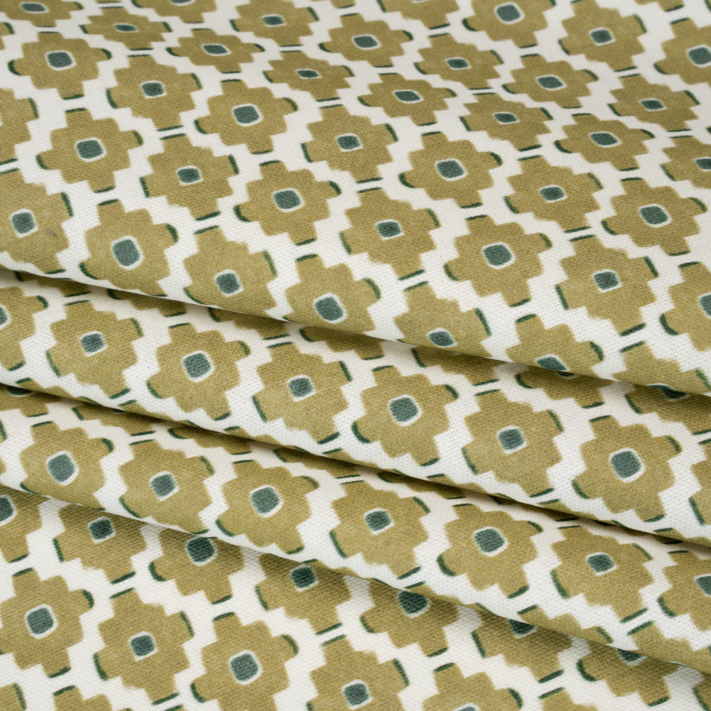 Brushed Cotton and Linen Canvas Print - Pistachio Small Geometric Diamonds - British Imported - Joann Fabrics