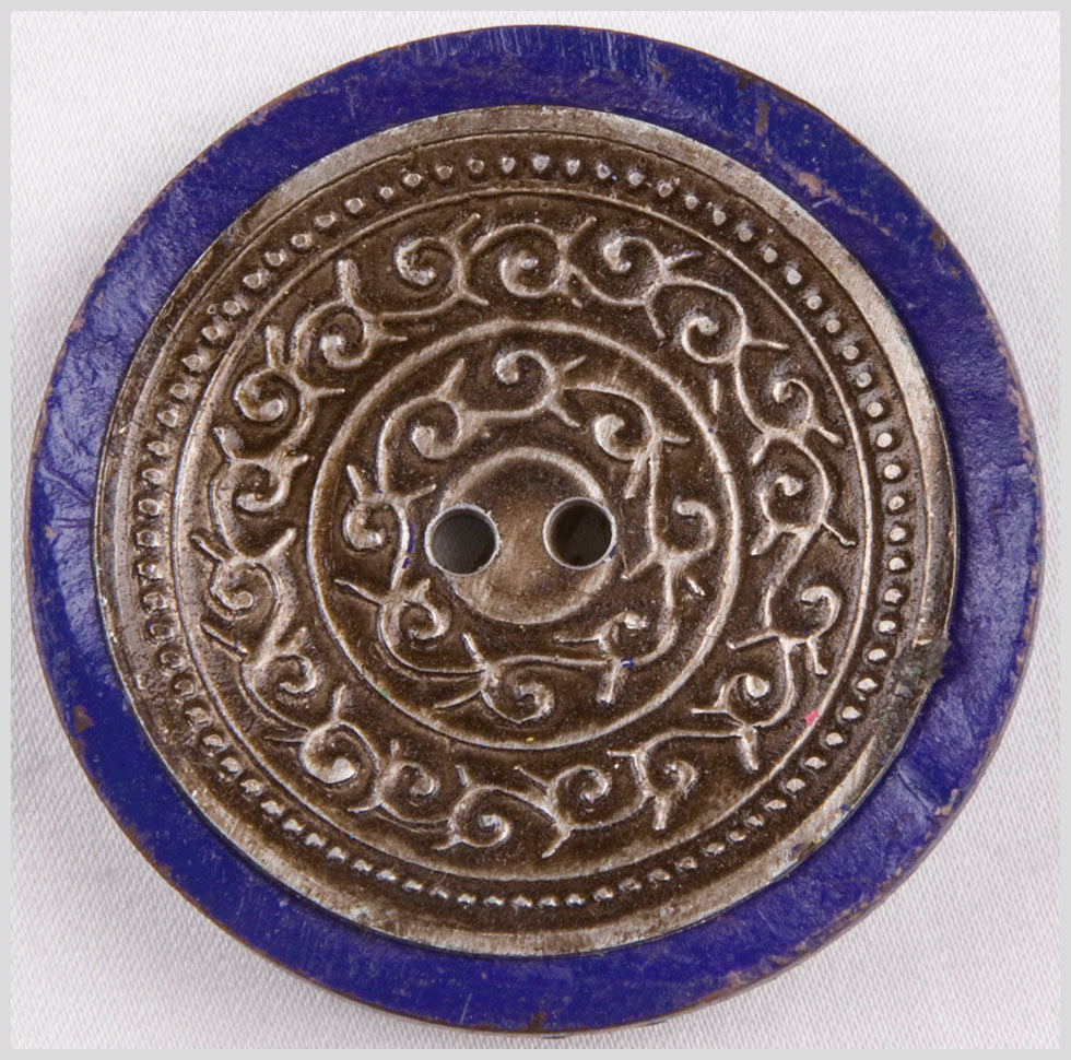 Dark Blue and Silver Foiled 2-Hole Coconut Button - 74L/47mm - Joann Fabrics