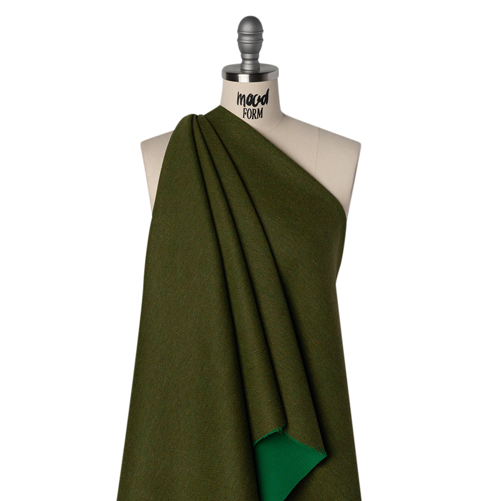 Stretch Blended Virgin Wool and Recycled Polyester Twill Coating - Green Tweed - Famous Australian Designer Deadstock - Joann Fabrics
