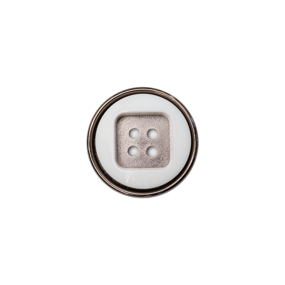 Italian White and Gunmetal 4-Hole 2-Piece Button - 24L/15mm - Joann Fabrics