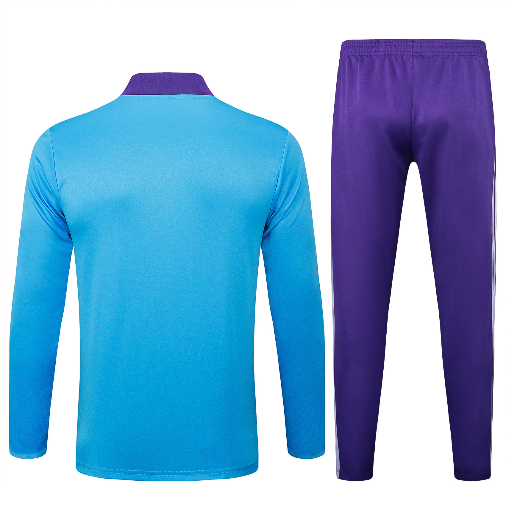 2025/2026 Real Madrid Light blue retro version Half-Pull Training Suit Football Shirt 1:1 Thai Quality Set