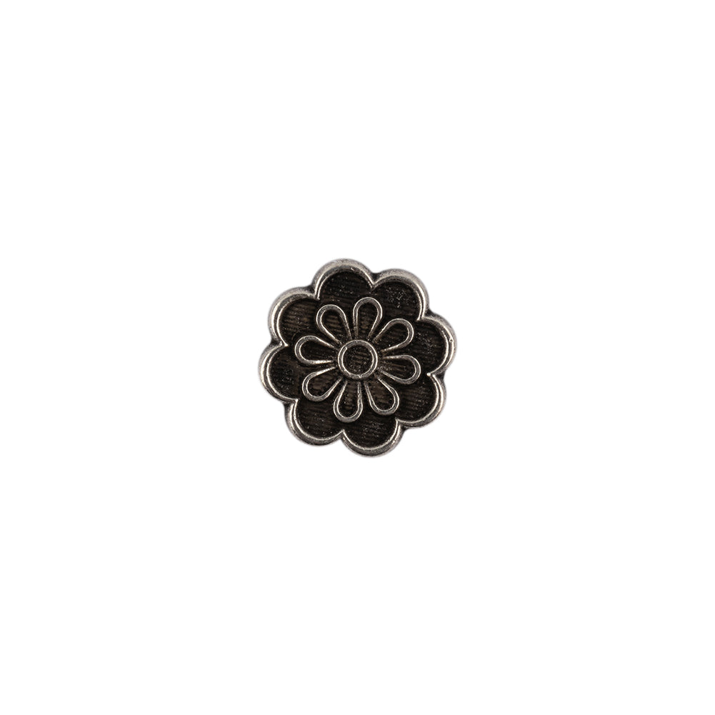 Italian Silver Oxidized Floral Shank Back Button - 18L/11.5mm - Joann Fabrics