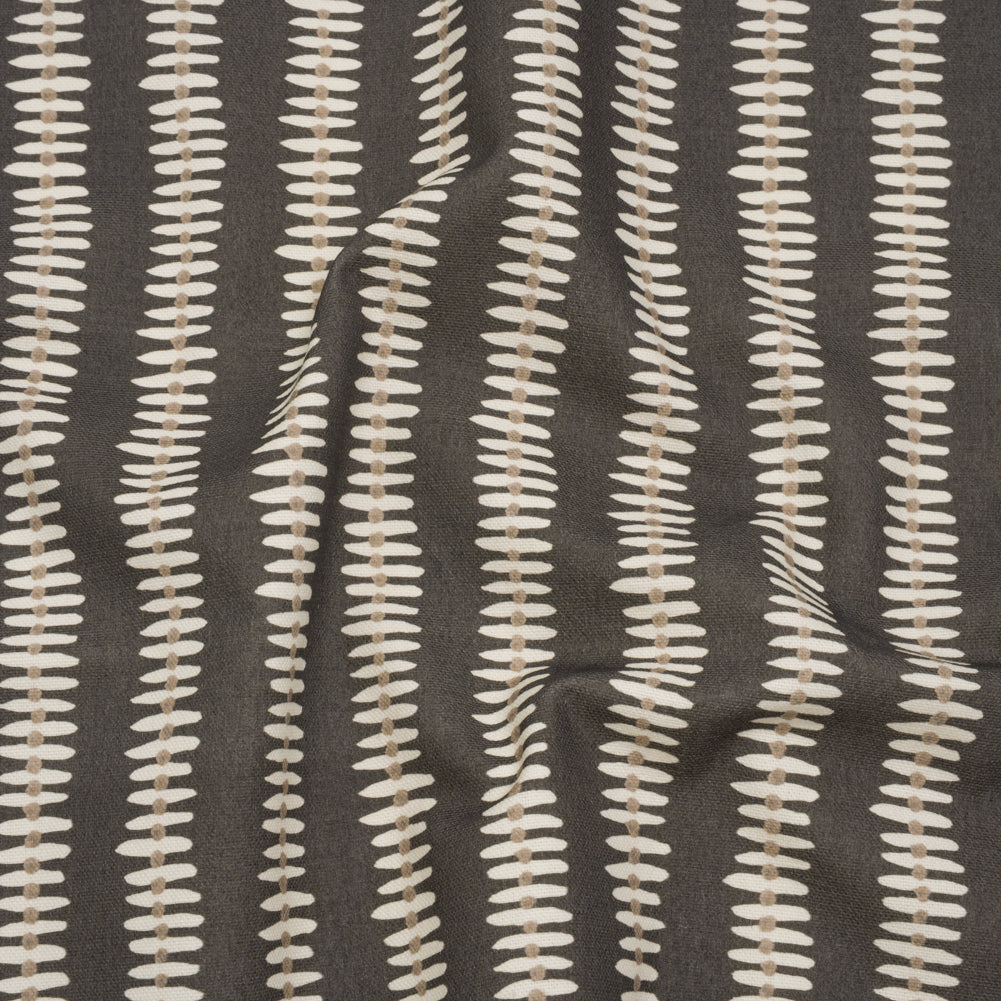 Cotton and Linen Canvas Print - Charcoal Dash and Dot Stripes - British Imported - Joann Fabrics