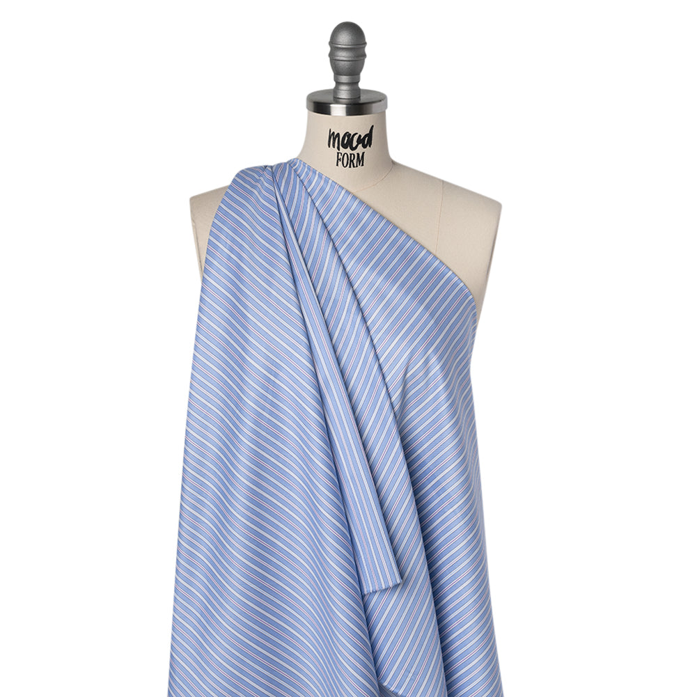 Cotton Twill Shirting - Air Blue, Lavender and White Stripes - Deadstock - Joann Fabrics
