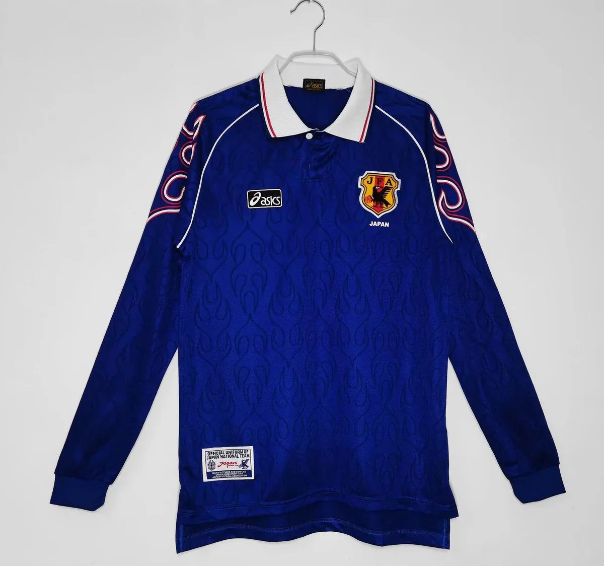 Japan Retro 1998–1999 Long Sleeve Home Kit with dark blue body and shoulder flames