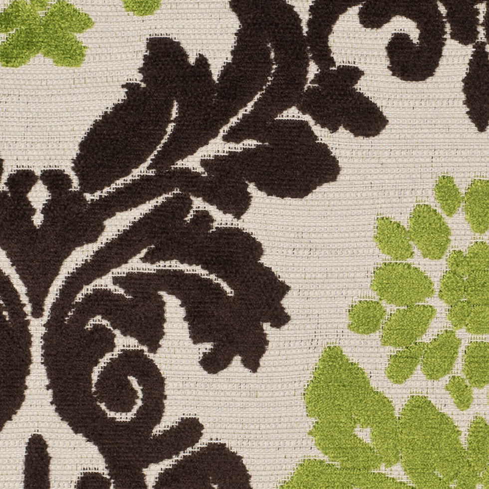 Natural/Chocolate/Lime Damask Chenille - Joann Fabrics