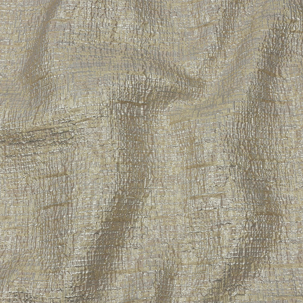 Metallic Silver, Harvest Gold and Beige Crosshatched Lines Luxury Brocade - Joann Fabrics
