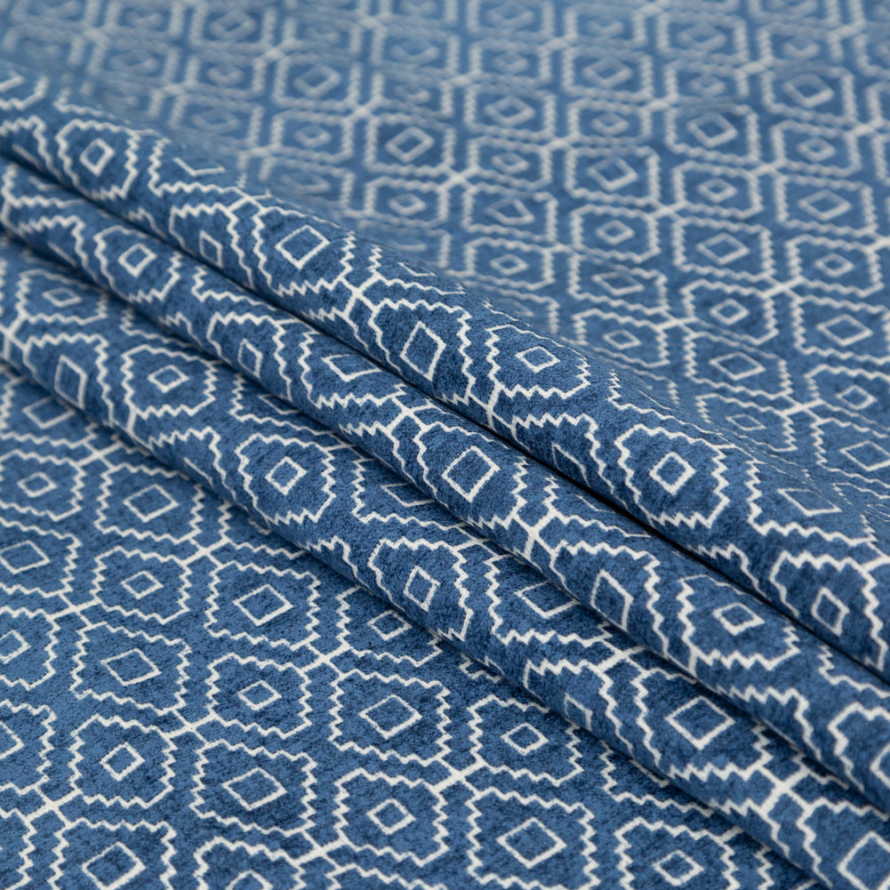 Chenille Jacquard - Denim Diamond Geometric - British Imported - Joann Fabrics