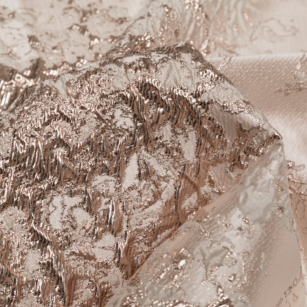 Metallic Peach Blush, Pink Salt and Champagne Abstract Border Brocade - Joann Fabrics