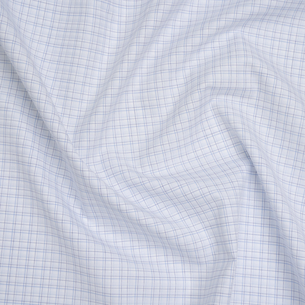 Cotton Twill Shirting - Pale Blue, Navy and White Plaid - Deadstock - Joann Fabrics