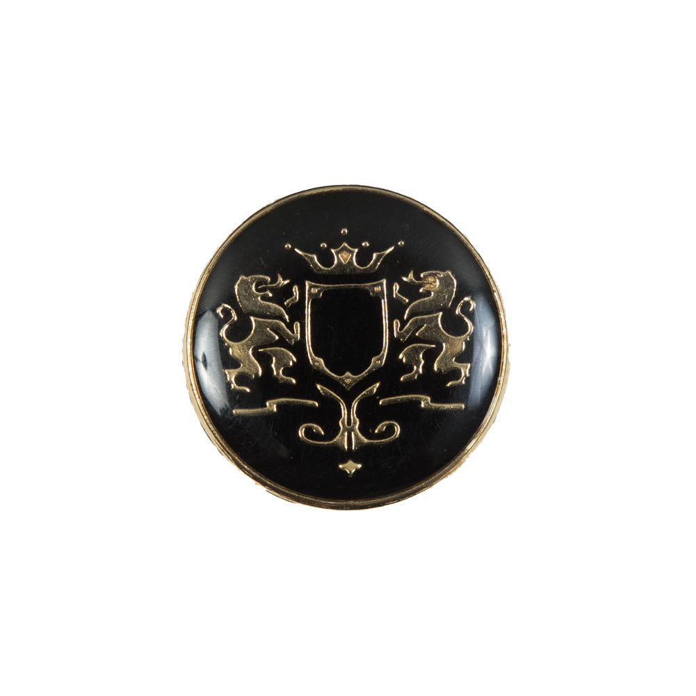 Italian Black and Gold Metal Crest Shank Back Button - 32L/20mm - Joann Fabrics