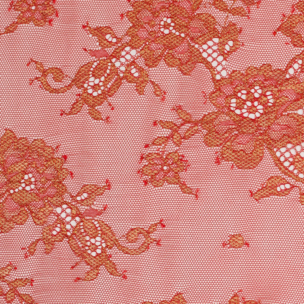 Floral Lace - Red and Metalic Gold - Joann Fabrics