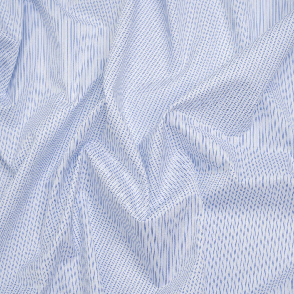 Cotton Twill Shirting - Light Blue, Cobalt and White Lined Stripes - Deadstock - Joann Fabrics