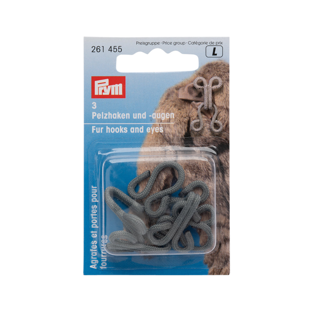 Prym Fur Hooks & Eyes - Gray Fabric Covered - 3 Sets - Joann Fabrics