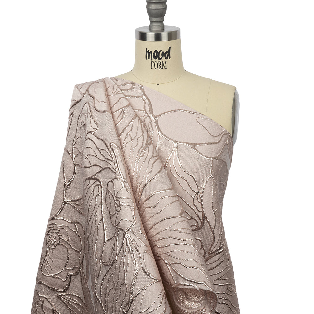 Metallic Rose Gold and Pink Outlined Florals Luxury Brocade - Joann Fabrics