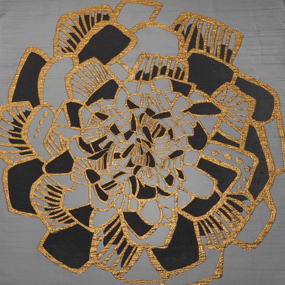 Metallic Luxury Burnout Brocade Panel - Black and Gold Floral Medallion - Joann Fabrics