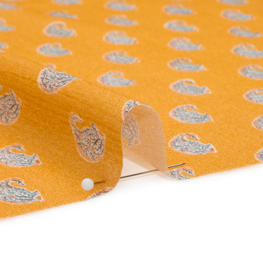 Crinkled Cotton Gauzy Woven Print - Mango Orange and Blue Paisley - Mood Exclusive Bit of Bloom - Joann Fabrics