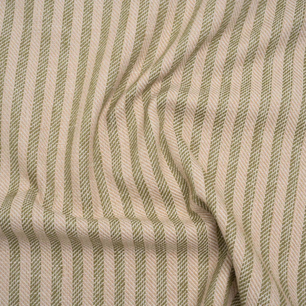 Polyester and Cotton Herringbone Twill - Olive Stripes - British Imported - Joann Fabrics