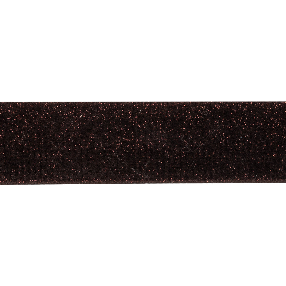 Chocolate Brown and Amber Glitter Velvet Trim - 1
