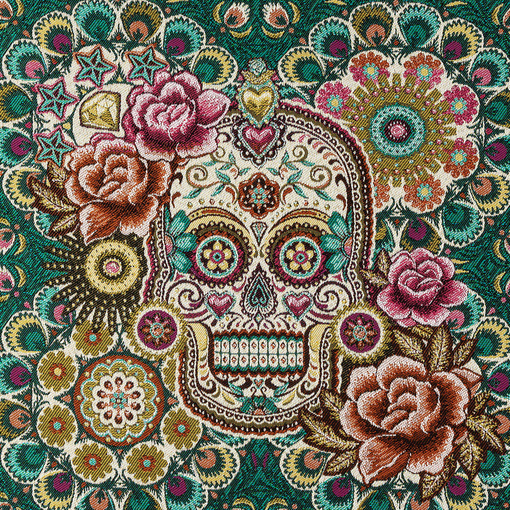 French Teal and Multicolored Sugar Mandalas Oversized Square Patch - 18.875