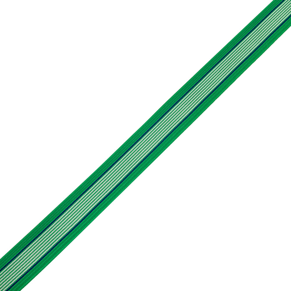 Frosty Green, White and Limoges Striped Elastic - 1