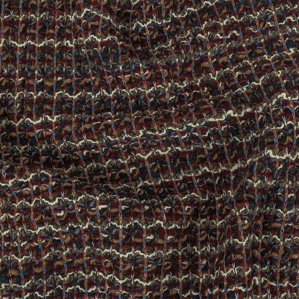 Burgundy, Gray Green and White Loopy Wool Sweater Knit - Joann Fabrics