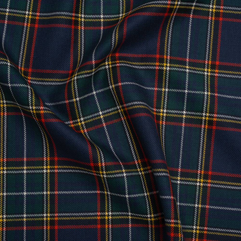 Virgin Wool Twill Made in Italy - Navy Blue, Green and Red Plaid - Joann Fabrics