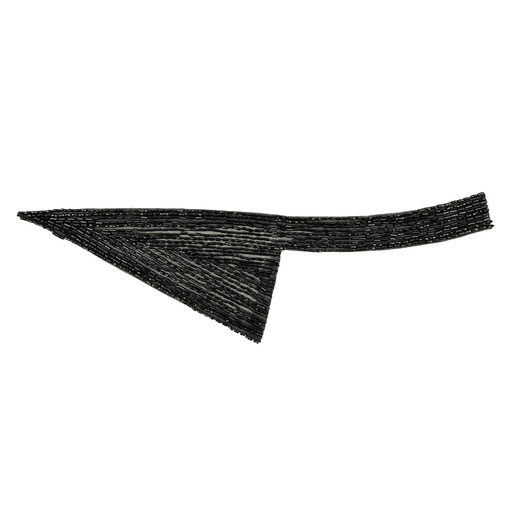 Vintage Black Geometric Glass Beaded Right Lapel Applique - 13
