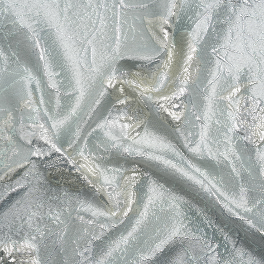 Metallic Silver and Gray Flower Clippings Luxury Brocade - Joann Fabrics