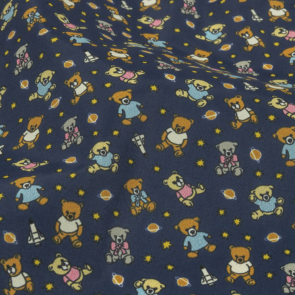 Balenciaga Italian Blue and Tan Teddy Bears in Space Lightweight Nylon Woven - Joann Fabrics