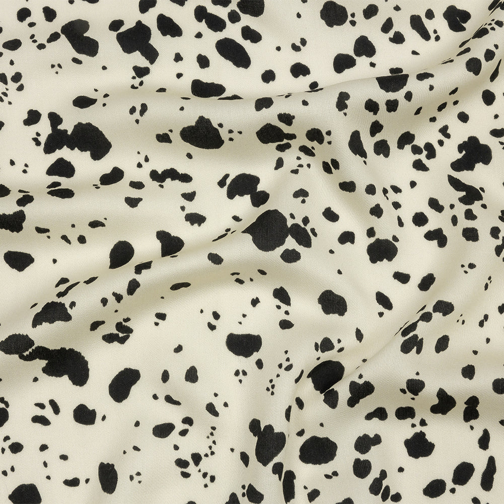 Rayon Challis - Black and White Dalmatian Spots - Fire Dogs Print - Mood Exclusive Metro Collection - Joann Fabrics