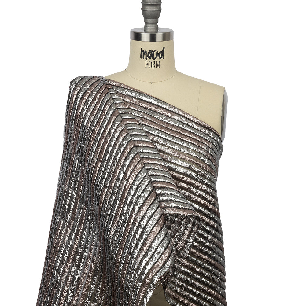 Metallic Silver and Bronze Luxury Striped Burnout Brocade - Joann Fabrics