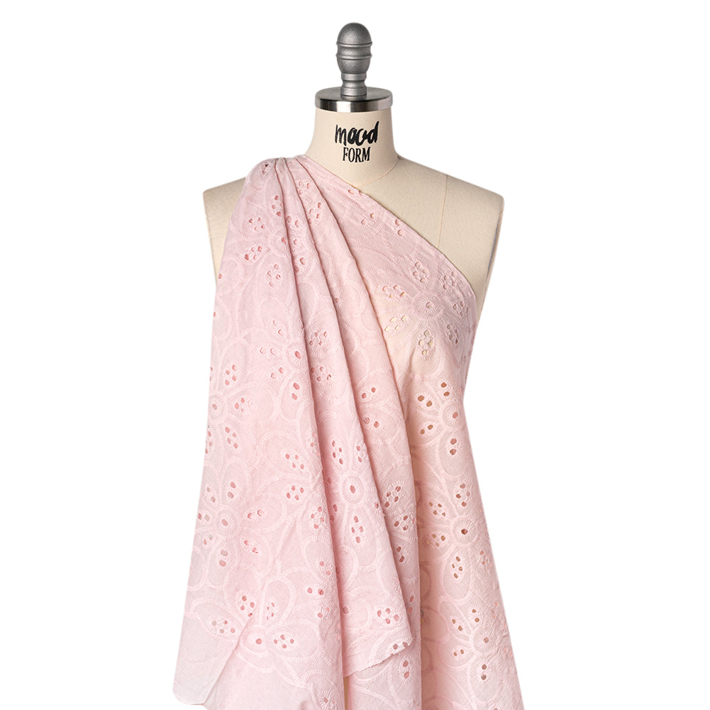 Embroidered Eyelet Cotton Voile - Baby Pink Big Flowers - Naomi Collection - Joann Fabrics