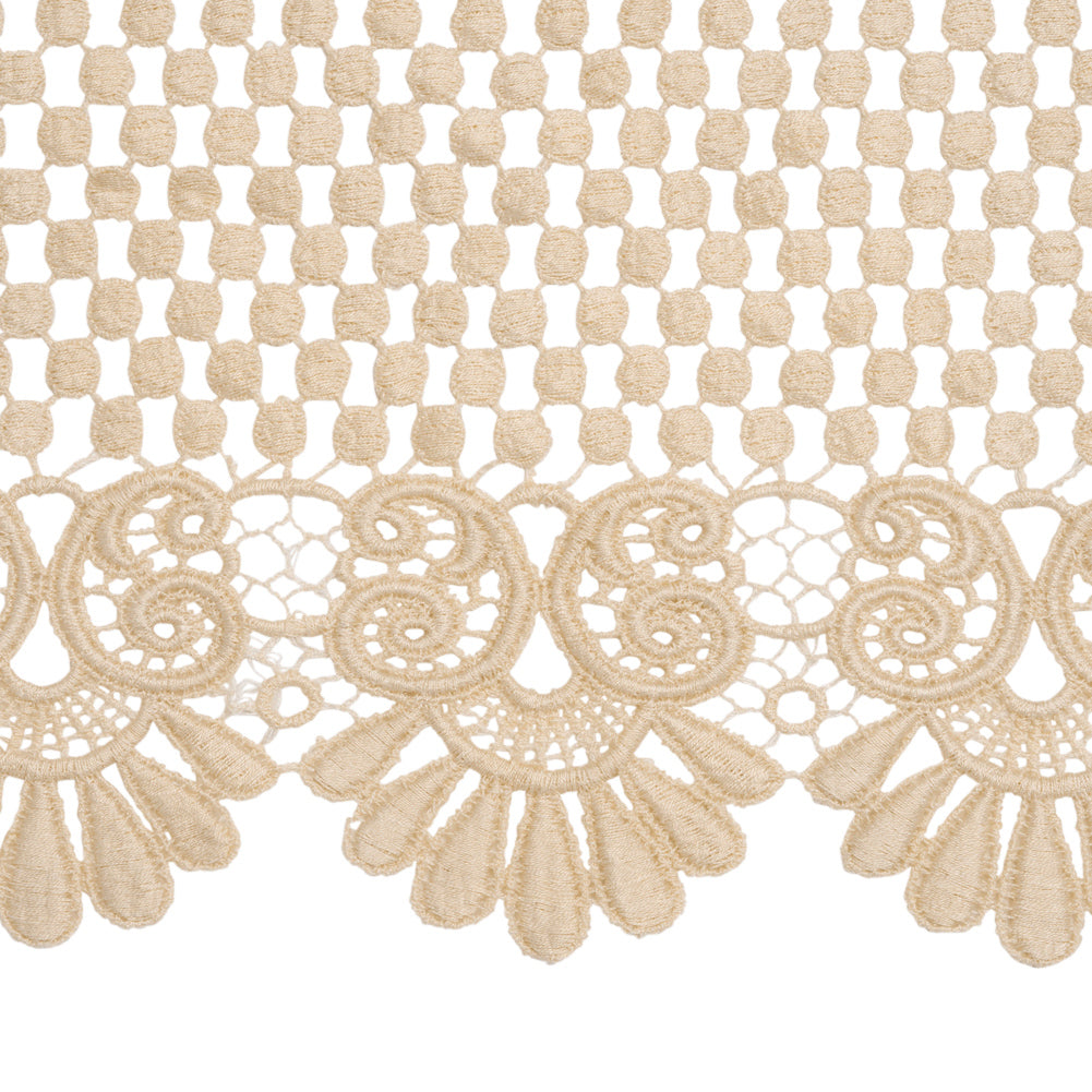 Beige Dots and Fancy Borders Scalloped Cotton Venise Lace Trim - 18