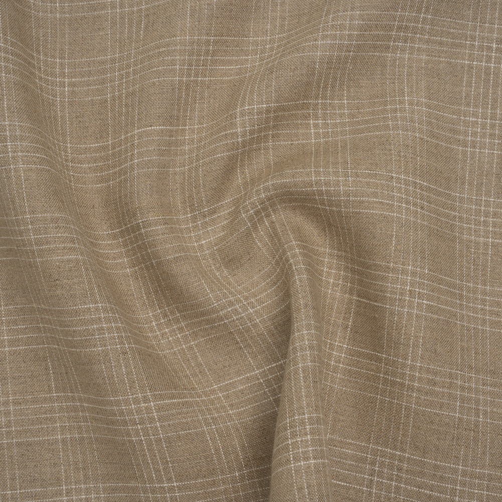 Medium Weight Linen Woven - Oatmeal Beige and White Fine Plaid - Joann Fabrics