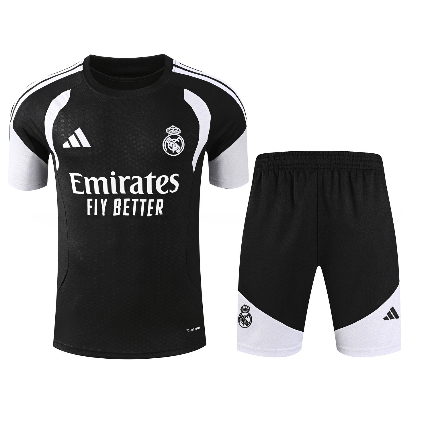Real Madrid 26-27 Short-Sleeve Training Set - Black Top & Black Shorts - UnitedFutballJersey