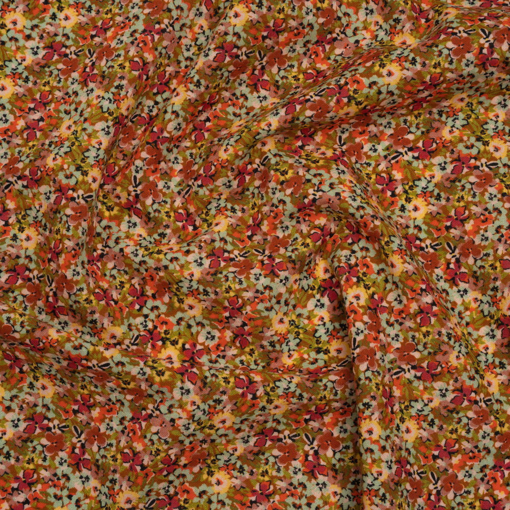 Cotton and Viscose Striped Seersucker - Brown, Sky Blue and Berry Red Little Florals - Mood Exclusive Blossom Breeze Print - Joann Fabrics